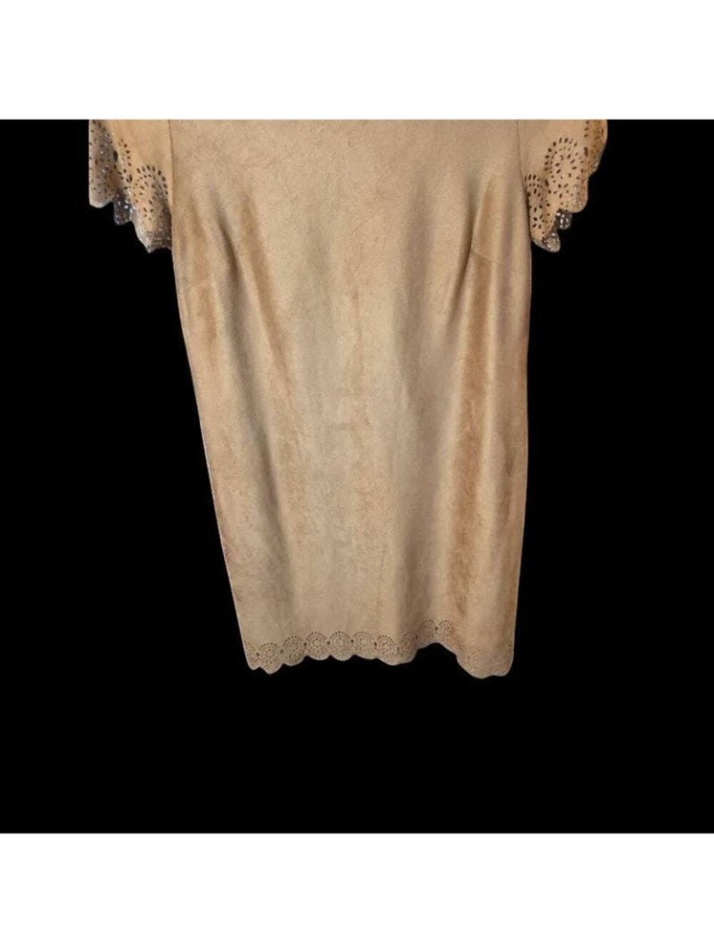 Short Sleeve Faux Suede Shift Dress - Picture 4 of 8